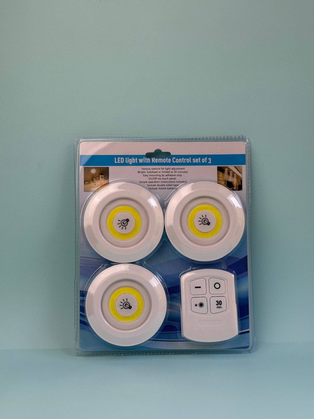 چراغ زیر کابینتی ریموت دار اورجینال 3in1 بسته 3 عددی